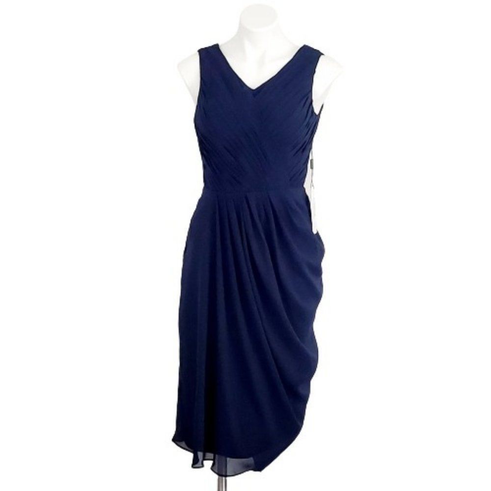 JJs House Knee-Length Chiffon Dress Navy - Picture 1 of 7